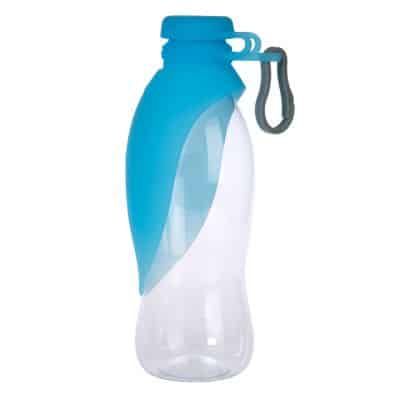 Eine blaue Wasserflasche mit Griff.